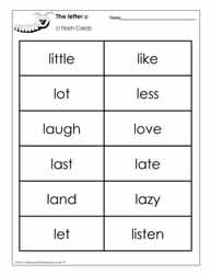 Word Wall Words for the Letter L